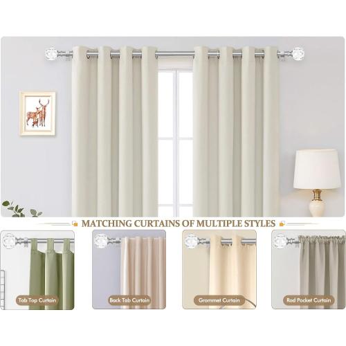 KAMANINA Silver Crystal Curtain Rod 72 to 144 Inches (6-12 Feet), 1 Inch Heavy Duty Curtain Rods for Windows, Telescoping Long Drapery Rods with Acrylic Diamond Netted Texture Finials