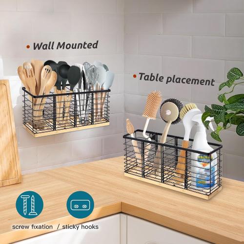 Suli Extra Large Kitchen Utensil Holder Countertop with Removable Divider