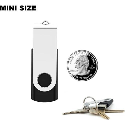 2 Pack 64GB USB Flash Drive USB 2.0 Thumb Drives Jump Drive Fold Storage Memory Stick Swivel Design - Black