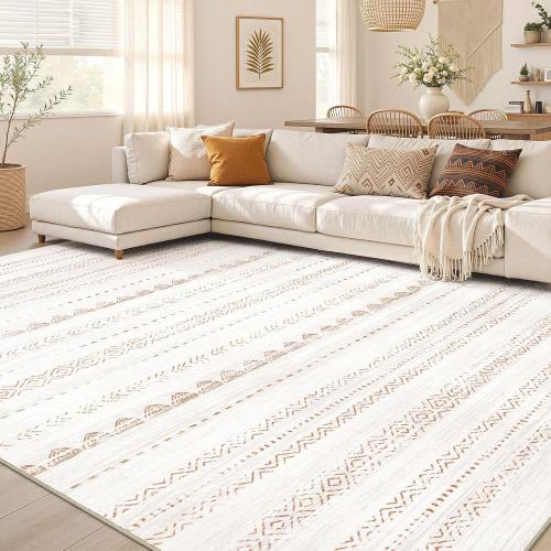 Area Rug Living Room Rugs Machine Washable Beige/Brown