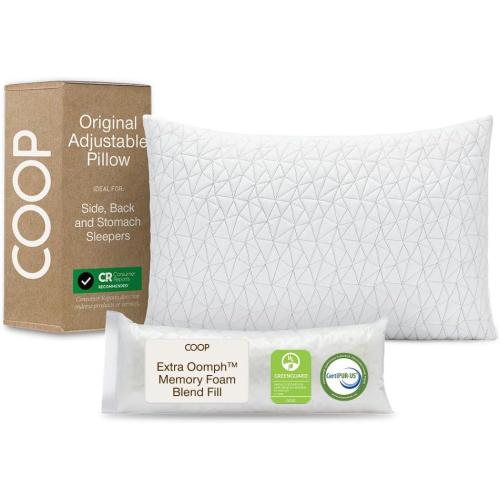 Coop Home Goods Original Adjustable Pillow, King Size Bed Pillows for Sleeping, Cross Cut Memory Foam Pillows - Medium Firm Back, Stomach and Side Sleeper Pillow, CertiPUR-US/GREENGUARD Gold