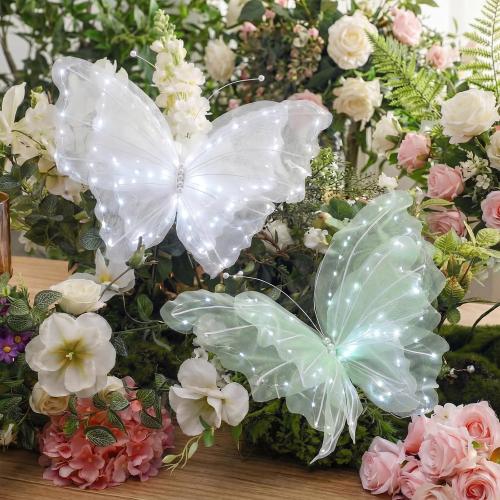 Yinkin 2 Pcs 20'' Christmas Large 3D LED Butterfly Decorations Green White