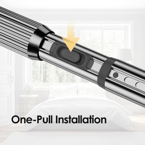 Silver Tension Curtain Rod 41-118In,Outdoor Curtain Rod No Drilling | for Window or Patio,Heavy Duty Shower Rod for Bathroom,Rod Diameter 1.26In-One-bond stretching