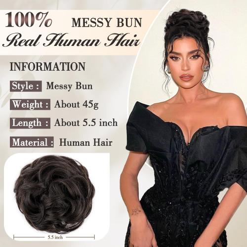 FREEMEIGE 100% Human Hair Bun Messy Bun Hairpiece for Women Claw Clip Messy Hair Bun Wavy Curly Chignon Bun Extensions Tousled Updo Hair Buns