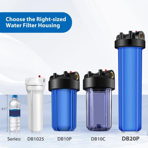 SimPure DB20P 20 *4.5 Whole House Sediment Water Filter Housing | Universal Sediment & Carbon Filter Housing | 1 NPT Port with Pressure Release Button | Well and City Water Pre-Filter