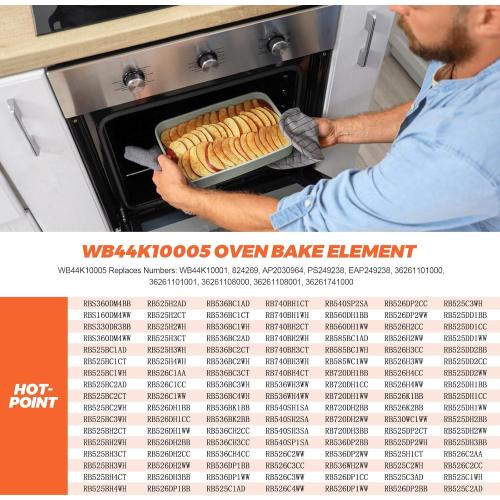 【Upgraded】WB44K10005 wb30x46987 WB44K10001 Oven Bake Element Fit for GE Hotpoint Americana Oven model RB526H3WW,RB757BH1WH,RB787WH1WW,RB787CH2CC,JBS03H2WH,36291114101,ABS200P1WW, JB14Y1DC by Beaquicy