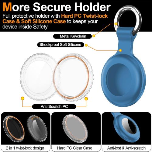 1|2|4Pack for Apple AirTag Holder with Keychain for Air Tag 2nd/1st Gen