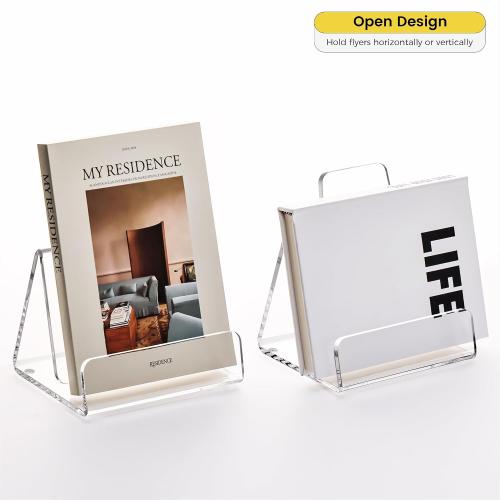 HeZone Acrylic Brochure Holder 5x6 Inch,Clear Pamphlet Holder Display Stand for Trifold 4&5&6 Inch Flyers,Pamphlets,Booklets,Menu,Leaflets for Office,Home,Store,1 Pack,A5
