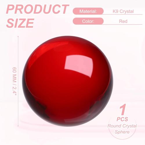 uxcell Round Crystal Sphere 60mm/2.4 Glass Solid Decorative Sphere Red