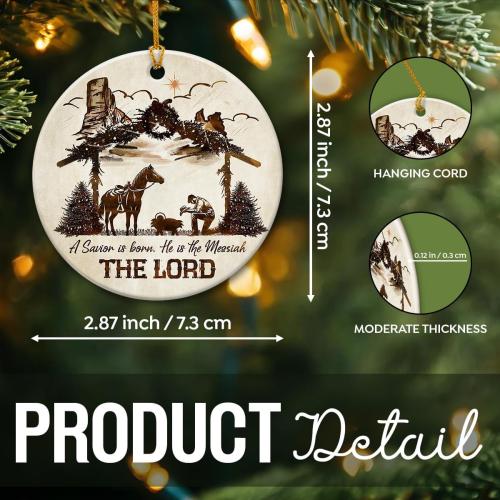Nativity Christmas Ornaments 2026 - Praying Cowboy Kneeling Nativity Scene Ornament, Christian Ceramic Ornament - Faith Religious Gifts for Men Women, Country Western Cowboy Gifts Idea
