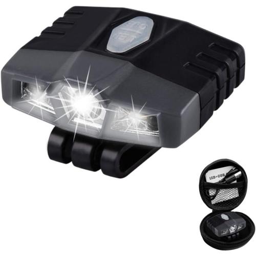 LHOTSE Ultra Bright Mini Hands Free LED Clip on Cap Light - Rechargeable Waterproof Hat Light Flashlight Portable Headlamp for Running Fishing Camping Hand Work Baseball Caps