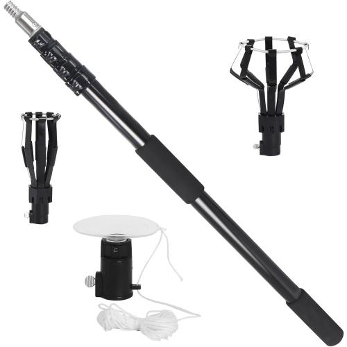 18FT Reach Light Bulb Changer for High Ceilings with Telescopic Extension Pole，3-12FT Light Bulb Extension Pole Changer with Baskets and Suction Cup for High Ceilings and Recessed Lights