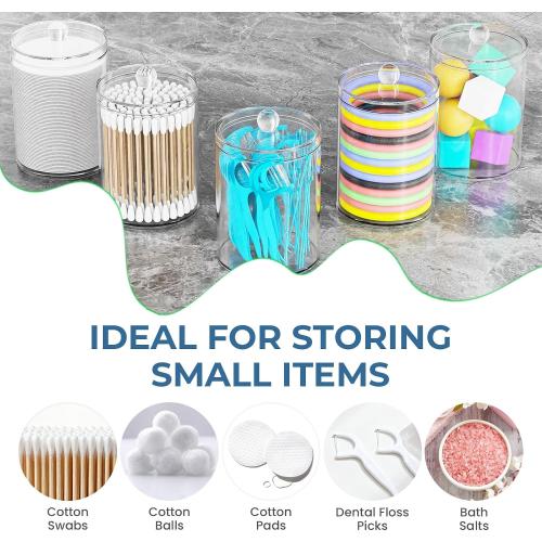 Bathroom Counter Organizers and Storage with 3 PCS Qtip Holder (White)