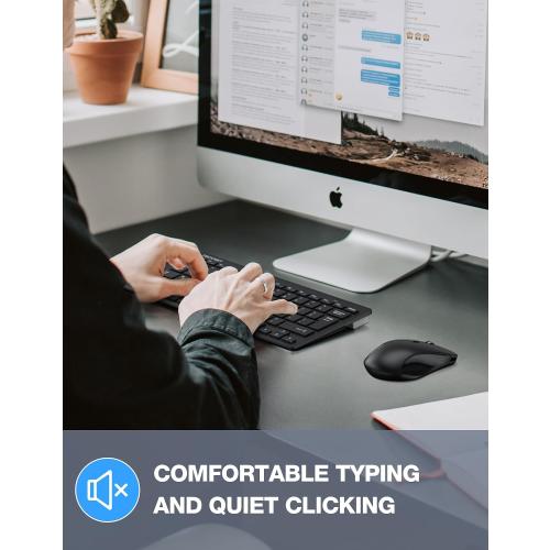 TECKNET Wireless Keyboard and Mouse Combo, Mini Cordless Computer Keyboard and Mouse Set 2.4GHz, Silent Adjustable 1600 DPI, Quiet Click, Lag-Free for Computer, Laptop, PC, Windows, Mac, Chrome OS