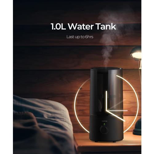 raydrop Humidifiers for Bedroom, raydrop Cool Mist Humidifiers for Babies, 1.0L Quiet Ultrasonic Humidifier, Space-Saving, Filterless, Auto Shut Off - (0.26 Gallon, US 110V)