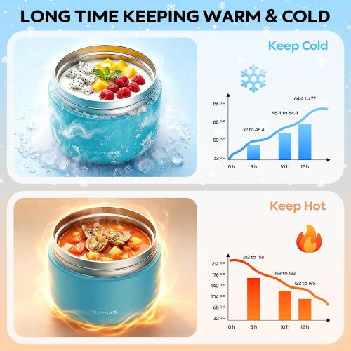 14 oz Kids Thermo for Hot Food, Leakproof Insulated Vacuum Jar/Blue