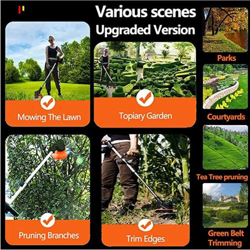 Cordless Lawn Mower with Battery and Charger,21V Lawn Trimmer Grass Edger with Two 2.0Ah Li-Ion Battery Powered & 3 Cutting Blade Types, Compact Power Tool for Lawn Yard Work, Black
