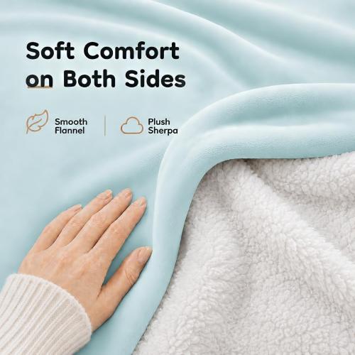 Heated Throw Blanket 50 x 60, Fast Heating Electric Blanket, Dual-Sided Flannel Sherpa, 4 Heat Settings, 3 Hour Auto Off, Machine Washable, Mint Green