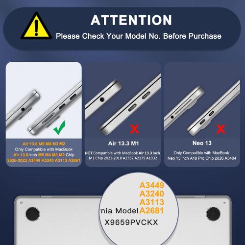 MOSISO Compatible with MacBook Air 13 inch Case M5 2026 M4 M3 M2 2025-2022