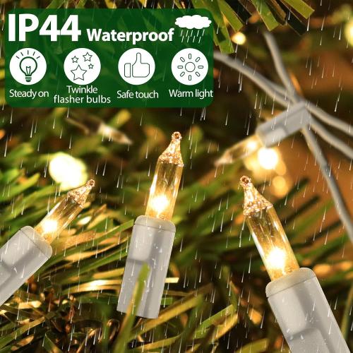 Clear Christmas Lights 33FT 100 Incandescent Bulbs Warm White Mini Lights with White Wire for Christmas Tree, Garland, Thanksgiving, Wedding, Party, Home, Indoor & Outdoor Festival Decoration