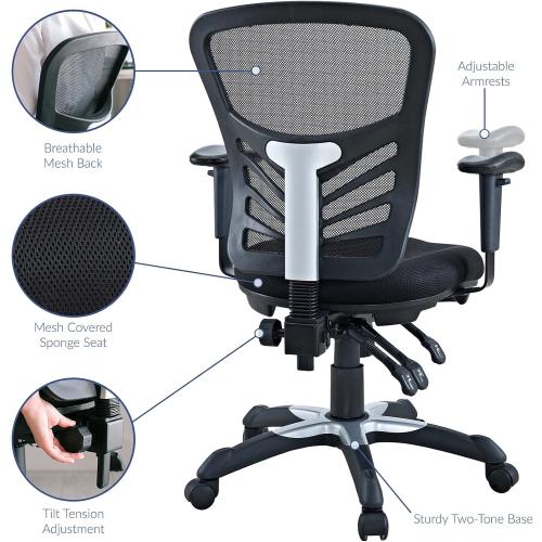 Modway EEI-757-BLK Articulate Ergonomic Mesh Office Chair in Black