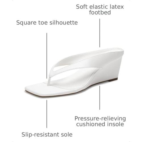SIZE 10❗❗ WHITE❗❗Athlefit Women's Thong Wedge Flip Flops Sandals