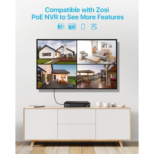 ZOSI 5MP 3K Add-on PoE Camera, Wired Bullet Surveillance IP Camera