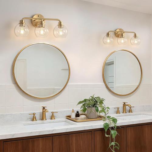 Bathroom Light Fixtures Gold Vanity Light 3 Light Brushed Brass
