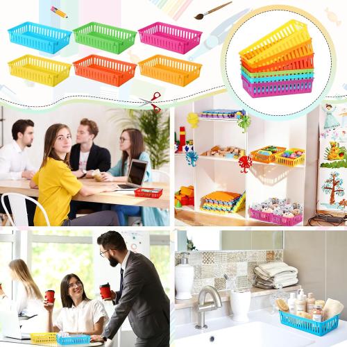 Wenqik Set of Small Plastic Baskets for Organizing, Colorful