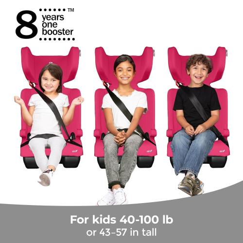 Diono Airi Travel High Back Booster Seat, Foldable Slim 3‑Across Fit, Pink