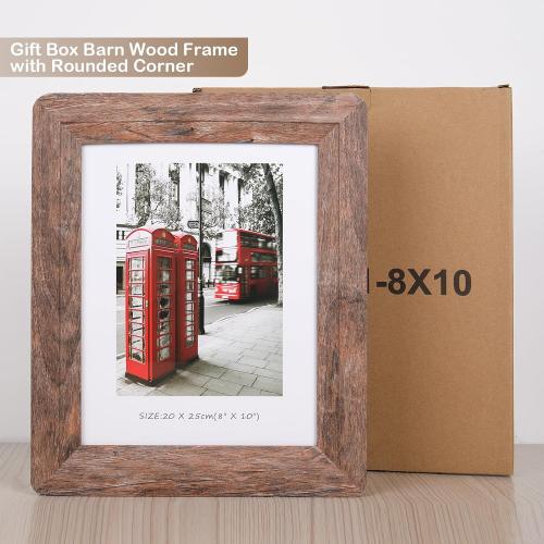 8x10 Wooden Picture Frames with Real Tempered Glass Rounded Corners