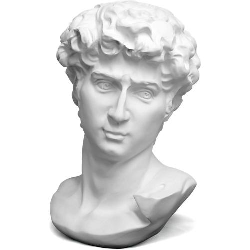 YUEOECOR 12in Greek Statue of David, Classic Roman Mini Bust Greek Mythology Sculpture for Home Decor