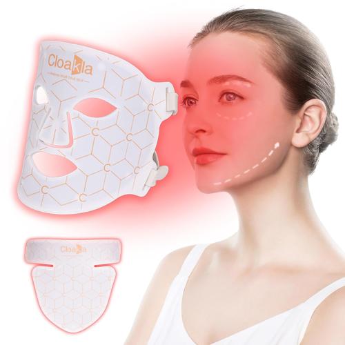 K11 Facial Beauty Red Light Mask with Neck Coverage – 7-Color Light Beauty Care Mask, Portable Foldable Silicone Design for Home Spa, Skin Refresh & Relaxation Device