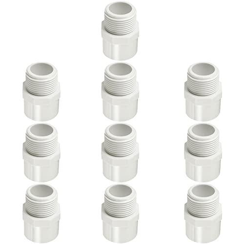 3/4 PVC Pipe Fitting Adapter Connector Union Coupling Schedule 40 (Slip Socket x NPT Male Pipe Thread) Pack of 10