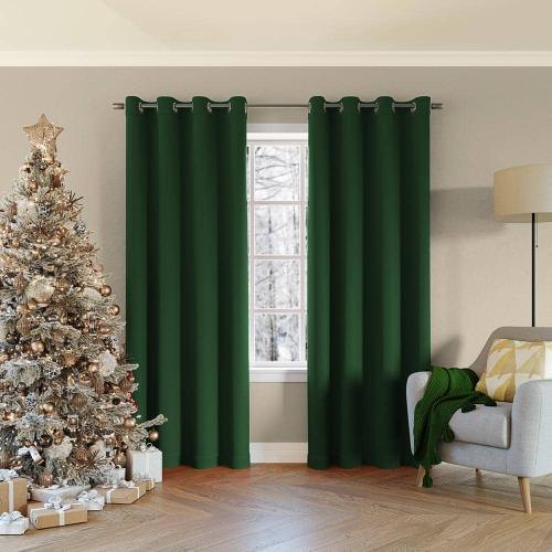 Saxon Energy Saving Evergreen Polyester 54 in. W x 95 in. L Grommet Blackout Curtain (Single Panel)