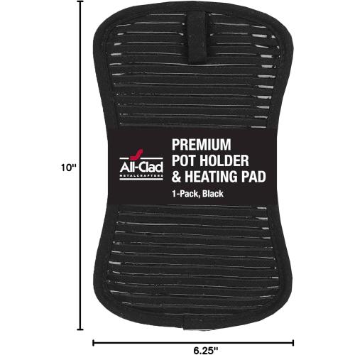 Set of 2 Color Black All-Clad Premium Pot Holder & Hot Pad: Heat Resistant to 500 Degrees - 100% Cotton, 10x6.25 Hot Pad for Kitchen and Barbeque,