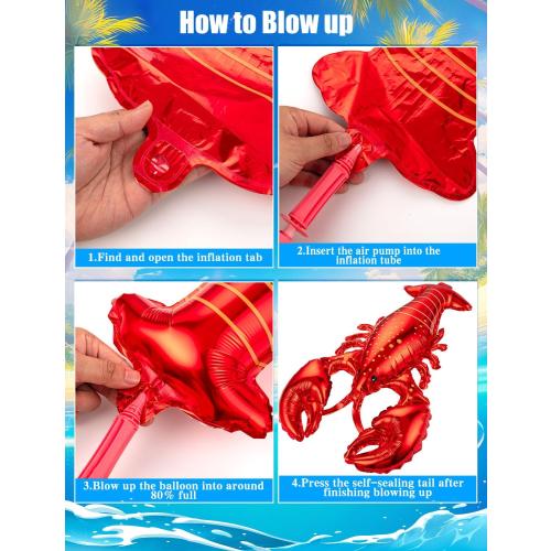 8Pcs Crawfish Balloons Giant Lobster Foil Balloons