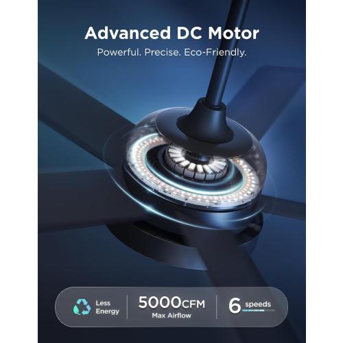 Govee Ceiling Fan with Lights, RGBIC Smart 52'' Low Profile Ceiling Fan with Lights and Remote, Reversible DC Motor, Dimmable, 2800lm, Ceiling Fan for Bedroom, Living Room, Black‼️Like New‼️