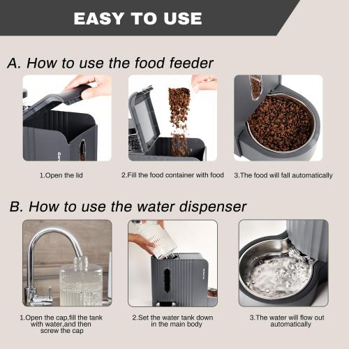 USED ‼️ Gravity Automatic Cat Feeder, Water & Food Dispenser Set, Stainless Bowls