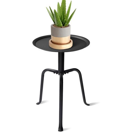 Plant Stand Indoor, Mid Century Single Plant Table, 3-Leg Minimalist Heavy Duty Metal Tall Flower Pot Stand, Modern Round Small Side End Table with Raised Design