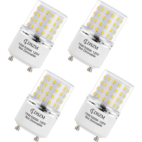 GU24 LED Light Bulb Bright 15W 2 prong light bulbs Non-Dimmable gu24 ceiling fan light bulbs,120 Watt Equivalent 1200lm 5000K Daylight, Squat GU24 LED Bulbs Replacing CFL Twist Light Bulb,4-Pack