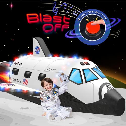 W&O Space Explorer Aerodome with LED Lights & Blast-Off Button – Inflates in Seconds to Create an Immersive Space Adventure for Kids Ages 3-12 – Inflatable Rocket Ship Tent (Fan Not Included)