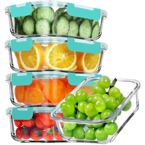 VERONES 5 PACK 36 OZ Glass Meal Prep Containers Set with Lids, Green