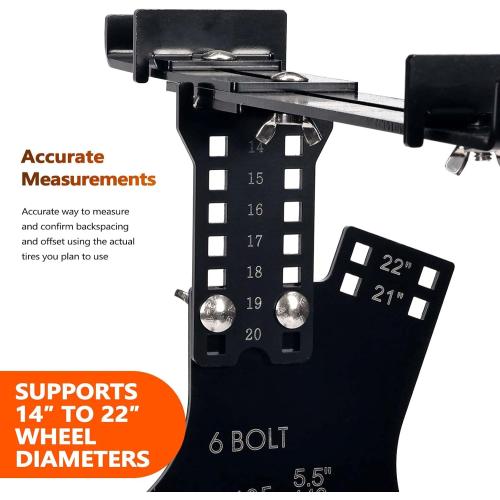 Wheel Fitment Tool 6-Lug, Offset & Backspacing Measuring Tool for 14-22 Wheels, 7-17 Wide, Universal Rim & Tire Fitment Simulator
