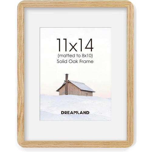 Dreamland 11x14 Oak Wood Picture Frame Matted to 8x10, 1 Pack