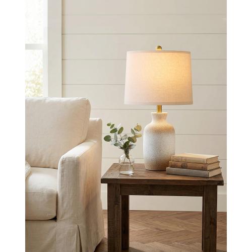 PoKat 24'' Farmhouse Ceramic Table Lamp with Natural Textured Finish