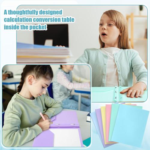 Yeaqee 12 Pcs Pastel Folders with Pockets and Prongs Plastic Folder 2 Pockets 3 Prongs with Card Slot for Office, School for Students, Teachers, Office Workers