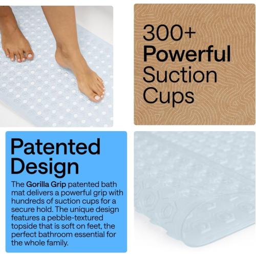 GORILLA GRIP Bath Tub Shower Mat, Bathtub Floor Liner, 35x16 Frosted Ice