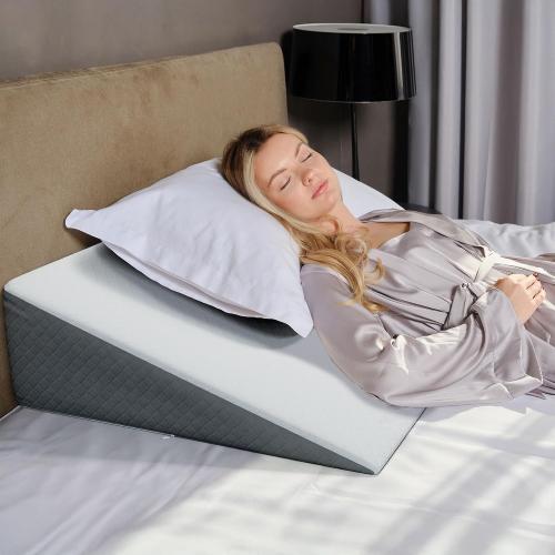 Kolbs Bed Wedge Pillow for Sleep Apnea, FSA Eligible Acid Reflux, and Back Pain Relief, with Chic Jacquard Cover - Headboard Wedges for Sleeping (Extra Wide 7.5 Height)