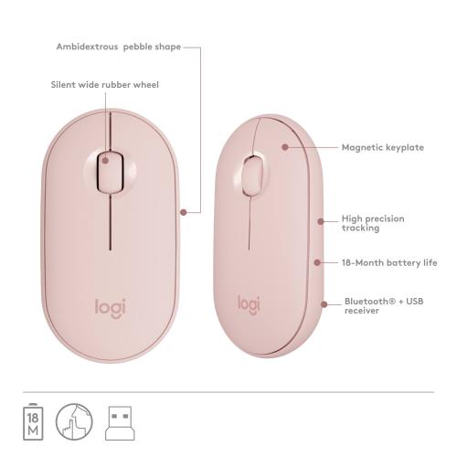 Logitech - MK470 Full-size Wireless Scissor Keyboard and Mouse Bundle for Windows with Quiet clicks - Rose